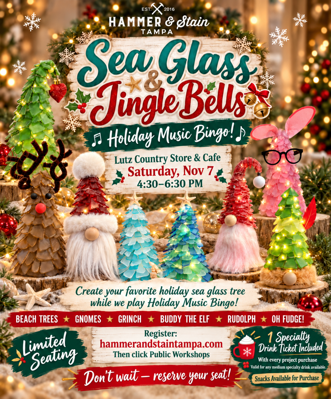 11/07- Sea Glass & Jingle Bells: Holiday Music Bingo- (Lutz)