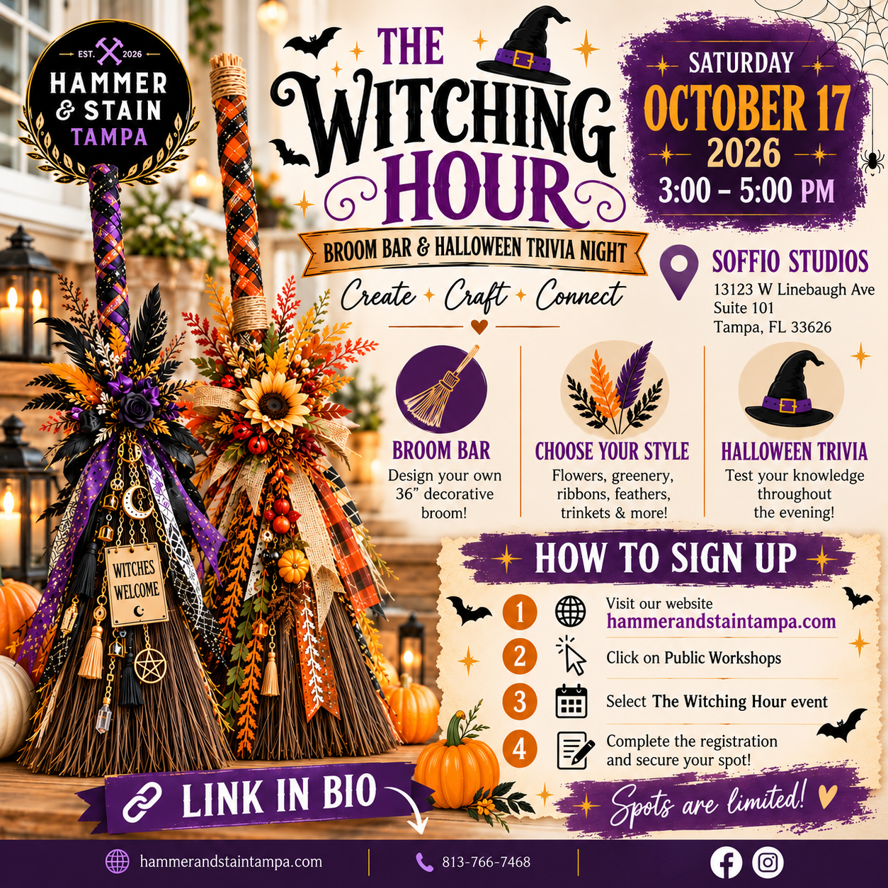 10/17 - Broom Bar & Halloween Trivia Night- Soffio Studios (Tampa)